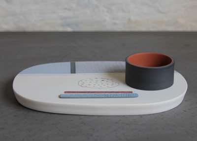 2015, L19 x W14 x H4cm, porcelain, terracotta, basalt