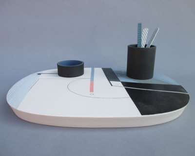 2015, L18 x W18 x H4cm, stained porcelain, terracotta, basalt